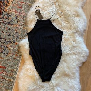 NWT Nasty Gal size 8 black rubbed body suit